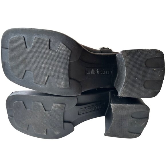 Women's Unlisted Brand Mid Heel Black Leather Upper Boots w/Silver Accent Size 8 - Picture 5 of 16